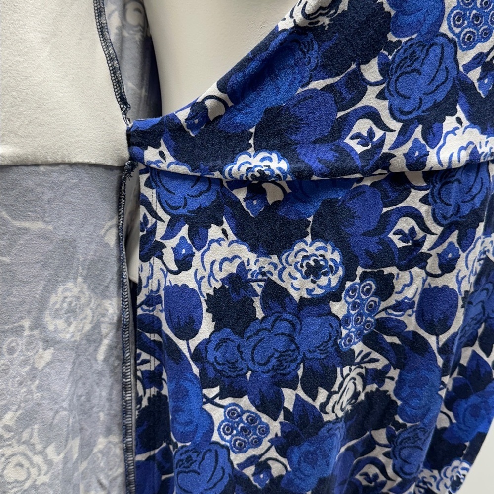 Boden Dress Midi Wrap Belted Short Sleeve Jersey Stretch Knit Floral Blue Size 8 - Picture 7 of 9